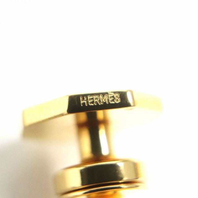 美品▼HERMES エルメス オクタゴン リザードレザー使い カフリンクス/カフスボタン レッド×ゴールド メンズ ビジネスおすすめ◎