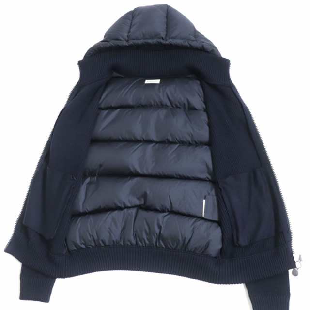 MONCLER モンクレール ニット ダウン 切替 フードジャケット 黒 S