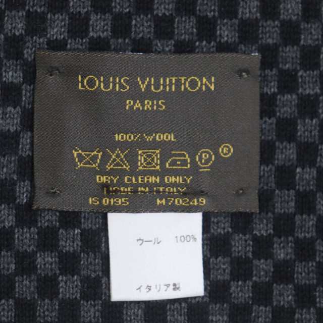 美品▼LOUIS VUITTON ルイヴィトン M70249 エシャルプLVダミエ ルージュ ウール100% マフラー 青×赤×黒 メンズ 伊製  正規品 箱付き｜au PAY マーケット