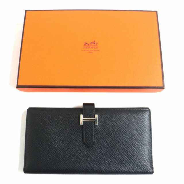 良品▼HERMES エルメス ベアンスフレ シルバーHロゴ金具 ヴォーエプソン レザーウォレット/2つ折り長財布 黒 仏製 メンズ Y刻印  箱付き｜au PAY マーケット