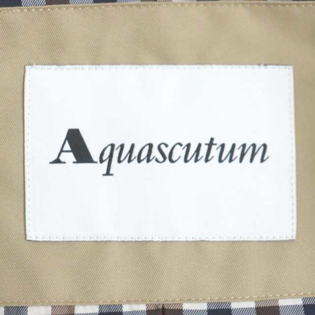 極美品▼Aquascutum アクアスキュータム 裏地チェック柄 ロゴ入りボタン トレンチコート ベージュ M メンズ 日本製 正規品｜au PAY  マーケット