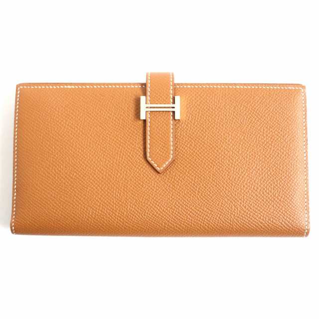 極美品▼HERMES エルメス ベアンスフレ ヴォーエプソン シルバー金具 レザーウォレット/2つ折り財布 ゴールド 仏製 メンズ Z刻印  箱付き｜au PAY マーケット