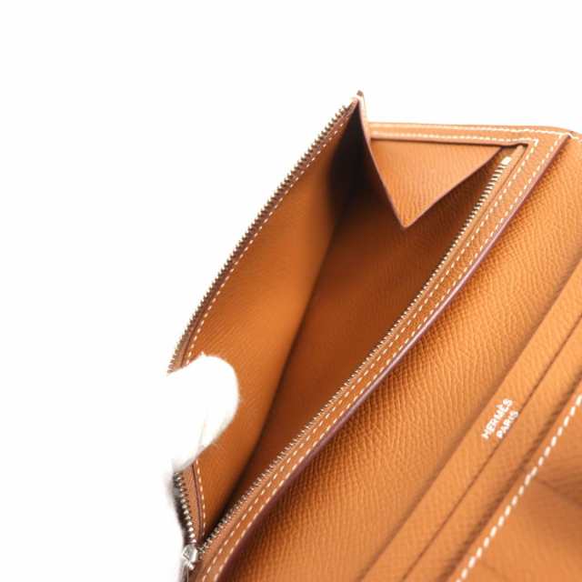 良品▼HERMES エルメス ベアンスフレ ヴォーエプソン シルバーHロゴ金具 レザーウォレット/2つ折り長財布 ブラック 仏製 メンズ Y刻印 p03-st30130-4731