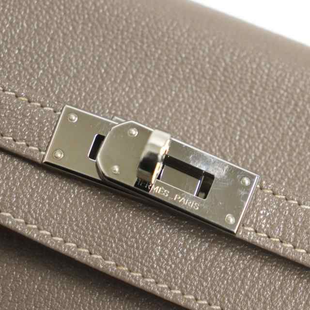 美品▼HERMES エルメス ケリーウォレット シルバー金具 シェーブル レザーウォレット/長財布 エトゥープ フランス製 □R刻印 箱付き