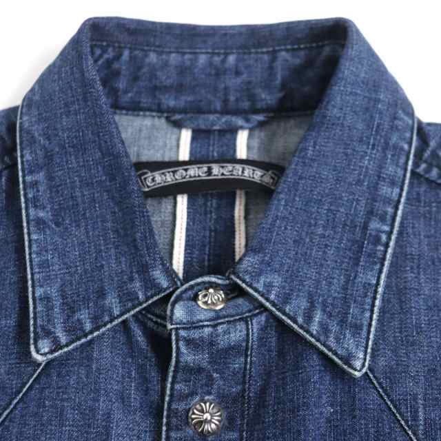 美品▽クロムハーツ DENIM WESTERN 袖口クロスレザーパッチ クロス