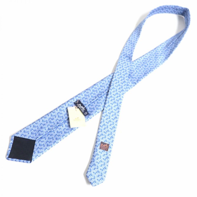 未使用品▼HERMES エルメス H655937T 10 クラヴァット 馬蹄柄 シルク100% ネクタイ BLEU PASTEL/BLANC 仏製  ビジネス◎ 箱・タグ付き｜au PAY マーケット