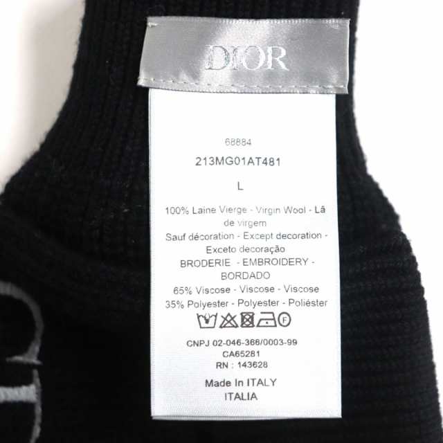 極美品▼DIOR ディオールオム 213MG01AT481 CDロゴ バイカラー ウールニット グローブ/手袋 ブラック×グレー L メンズ 正規品  箱付き｜au PAY マーケット