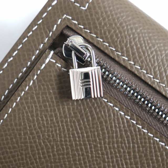 未使用品▼HERMES エルメス ケリーポケット コンパクト ヴォーエプソン レザーコインケース エトゥープ シルバー金具 仏製 メンズ Y刻印  ｜au PAY マーケット