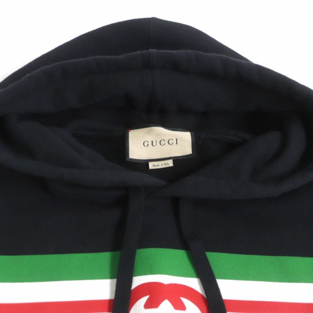 美品▼GUCCI グッチ 646953 インターロッキングG プリント スウェットパーカー/フーディ ブラック S メンズ イタリア製 正規品｜au  PAY マーケット