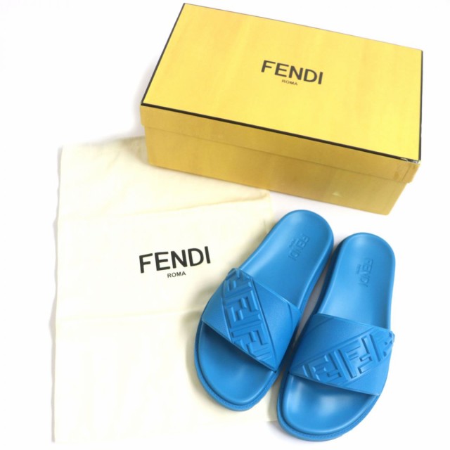 美品▽FENDI フェンディ 7X1377 ズッカエンボス FF ラバー スライド