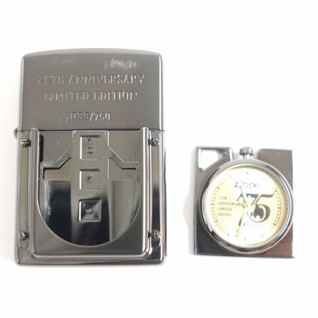 未使用品▽ZIPPO ジッポ 75周年記念 時計付き 750個限定 033/750