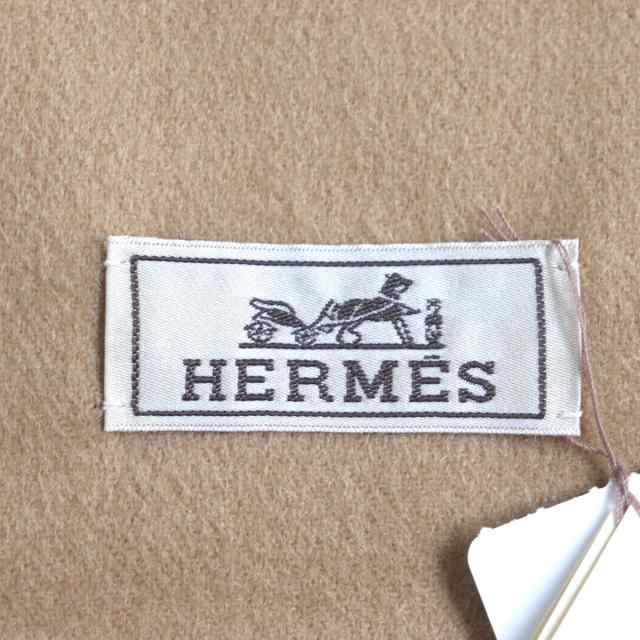 未使用品▼HERMES エルメス H391632T 王者の虎/タイガー ロゴ刺繍入り フリンジ付き カシミヤ100% マフラー ベージュ メンズ 箱付き