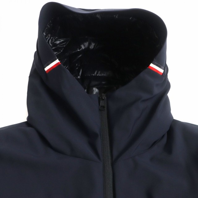 美品▼MONCLER モンクレール HUBERT ロゴワッペン・フード付き WZIP ライトダウンジャケット/マウンテンパーカー ネイビー 2 メンズ 正規品