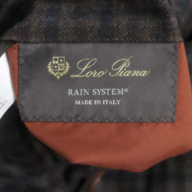 未使用品▽Loro Piana ロロピアーナ チェック柄 レザー使い カシミヤ混