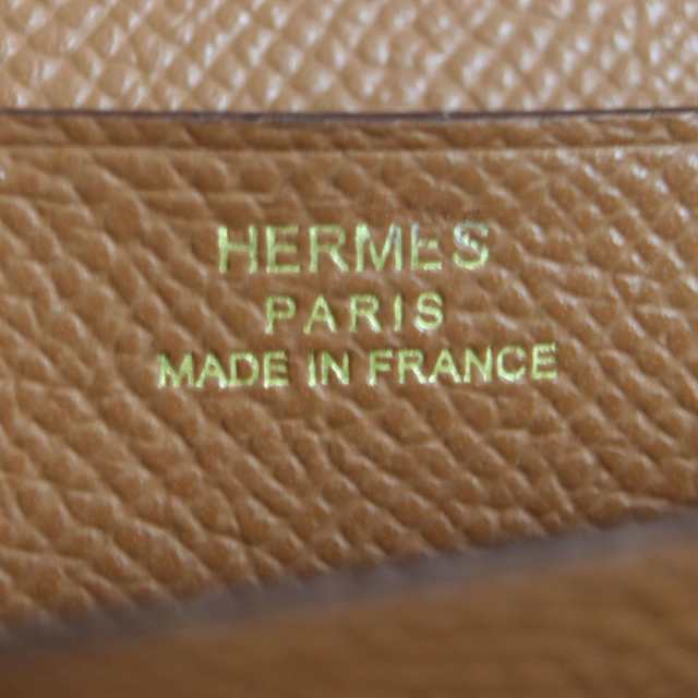 良品▼HERMES エルメス ベアンスフレ ヴォーエプソン レザーウォレット/2つ折り長財布 チャイ ゴールド金具 メンズ レディース 袋付き