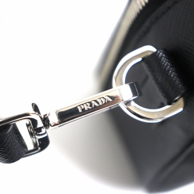 極美品▼定価324500円 PRADA プラダ 2YH070 ブリック 三角ロゴ サフィアーノレザー ショルダーバッグ 黒 シルバー金具 伊製 メンズ 袋付き