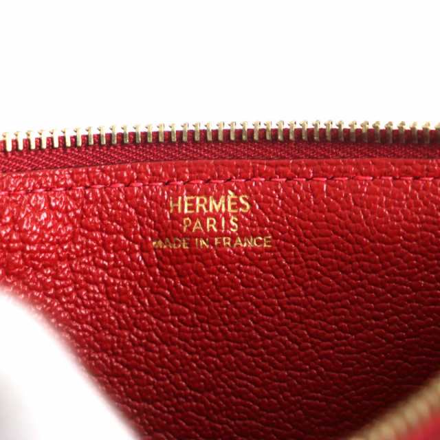 美品▼HERMES エルメス ドゴンGM セリエボタン シェーブルミゾル レザーウォレット/2つ折り長財布 ルージュヴィフ ゴールド金具 □G刻印  ｜au PAY マーケット