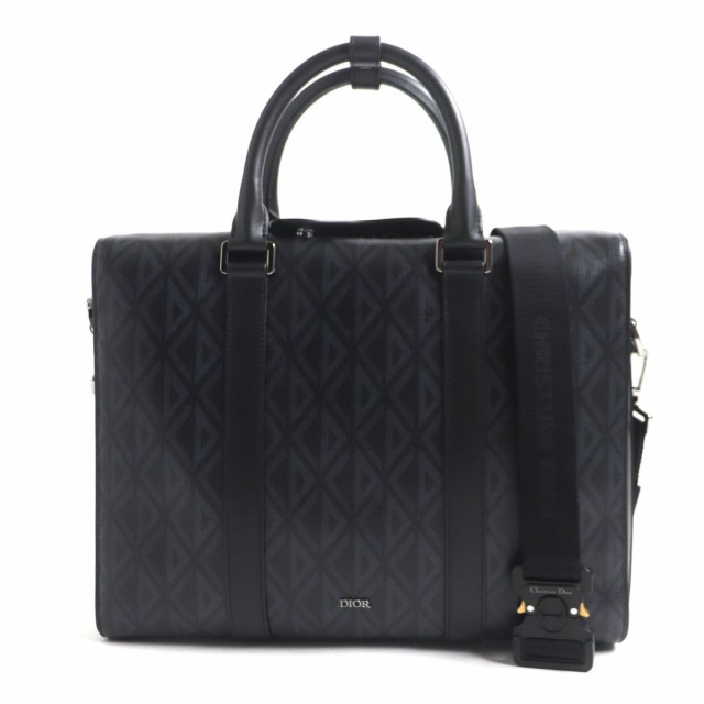 未使用▼定価407000円 DIOR ディオールオム 1ADBR088CDP_H43E ランゴ CDダイヤモンド 2WAY ブリーフケース/ビジネスバッグ 黒×紺 伊製 袋