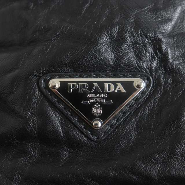 極美品▽PRADA プラダ トライアングルプレート ナッパアンティーク