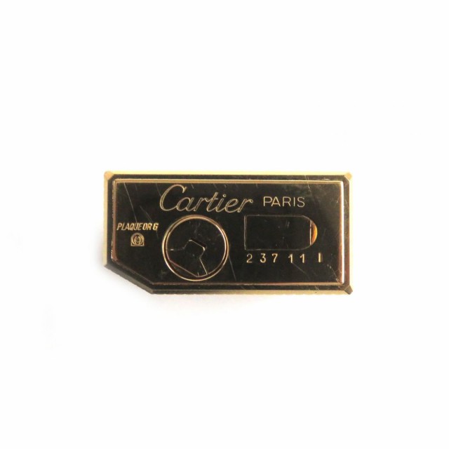 極美品▽Cartier カルティエ 五角形 ブロックチェック ローラー式 ガス