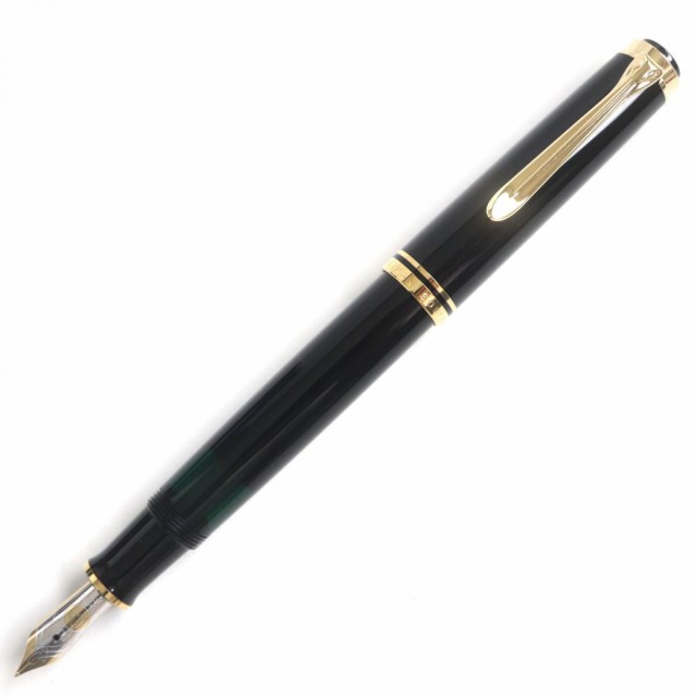 美品▼Pelikan ペリカン M405 スーベレーン 吸引式 ペン先14K 万年筆 ブラック×ゴールド Fニブ ドイツ製  箱・ケース・インク付き｜au PAY マーケット