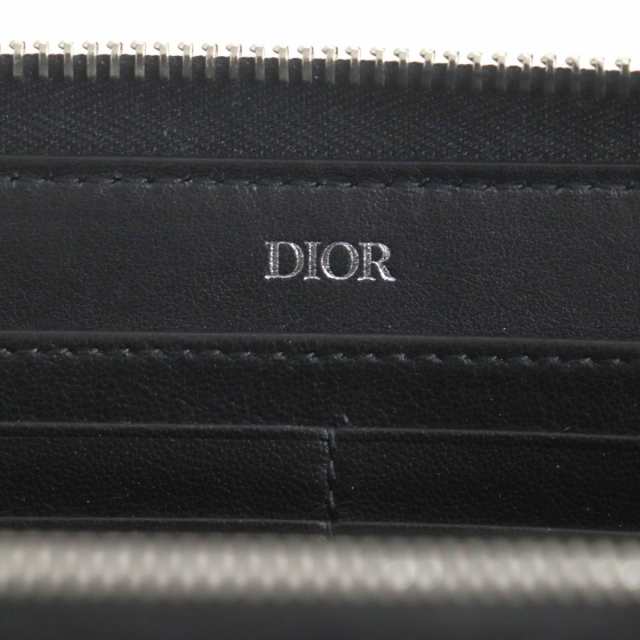 極美品▼DIOR ディオールオム 2ESBC252VPD ディオール エッセンシャル オブリーク ギャラクシー レザー ロングジップウォレット/長財布 黒