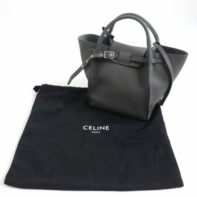 極美品▽CELINE セリーヌ 18931 ビッグバッグ スモール 新ロゴ 2WAY レザー ハンドバッグ グレー イタリア製 保存袋付き  レディース｜au PAY マーケット