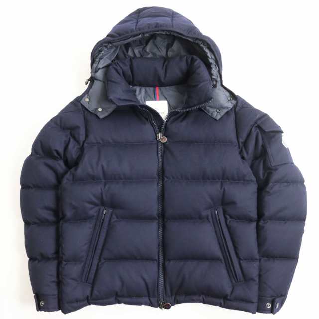 良品●MONCLER モンクレール MONTAGENEVRE ウール100％ ロゴワッペン付き ダブルZIP フーデッドダウンジャケット ネイビー 2  正規品 メン｜au PAY マーケット