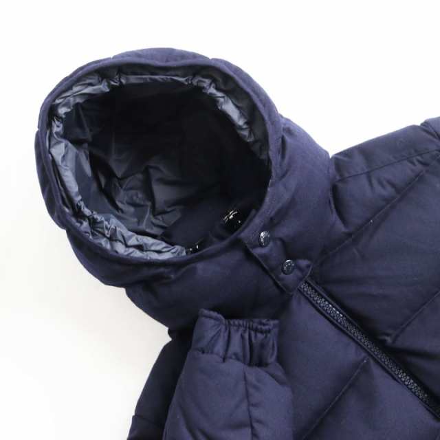 良品●MONCLER モンクレール MONTAGENEVRE ウール100％ ロゴワッペン付き ダブルZIP フーデッドダウンジャケット ネイビー 2  正規品 メン｜au PAY マーケット