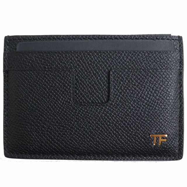 未使用品●TOMFORD トムフォード YM232T レザー ロゴ金具付き カードホルダー/カードケース/パスケース ブラック×ゴールド イタリア製