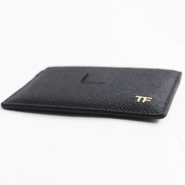 未使用品●TOMFORD トムフォード YM232T レザー ロゴ金具付き カードホルダー/カードケース/パスケース ブラック×ゴールド イタリア製