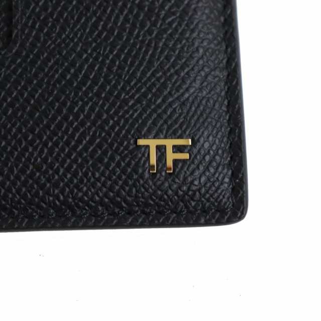 未使用品●TOMFORD トムフォード YM232T レザー ロゴ金具付き カードホルダー/カードケース/パスケース ブラック×ゴールド イタリア製