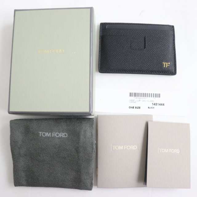 未使用品●TOMFORD トムフォード YM232T レザー ロゴ金具付き カードホルダー/カードケース/パスケース ブラック×ゴールド イタリア製