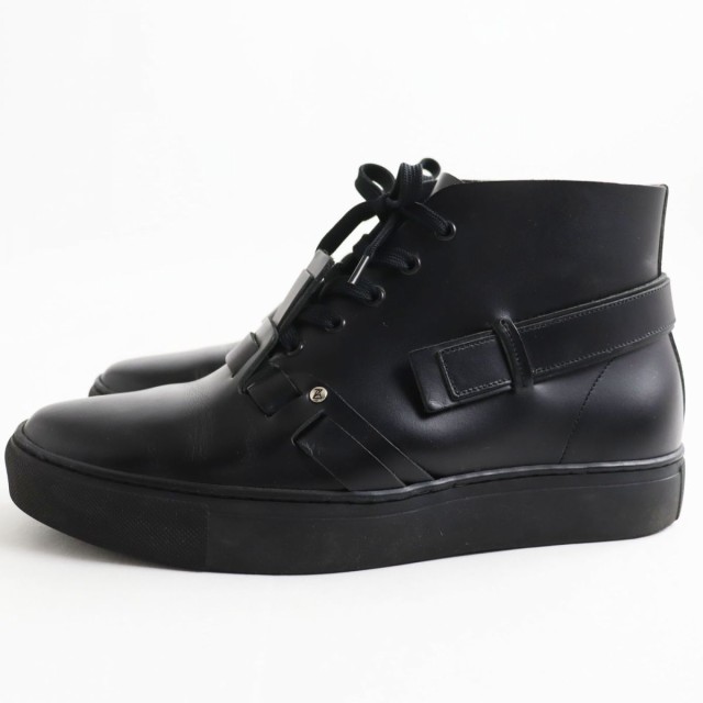 良品●19AW アンリアレイジ×オーセンティックシューアンドコー DISTORTER SHOES 19AARSH03 レザー ハイカットスニーカー  ブラック 9｜au PAY マーケット