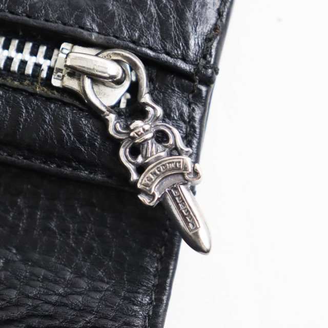 良品○CHROME HEARTS クロムハーツ ウェーブウォレット ヘビーレザー