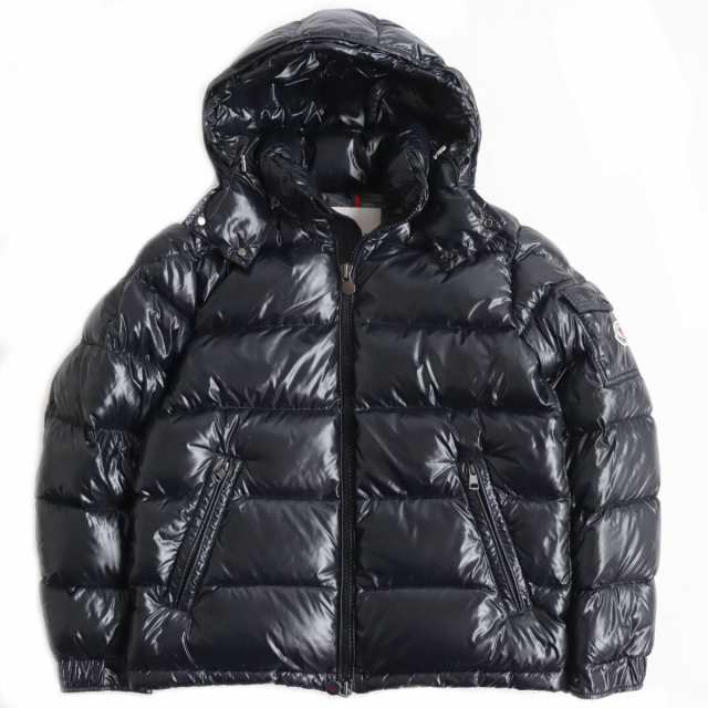 極美品●18-19AW MONCLER モンクレール MAYA GIUBBOTTO／マヤ ロゴワッペン WZIP フーデッドダウンジャケット ブラック 1 正規品 メンズ