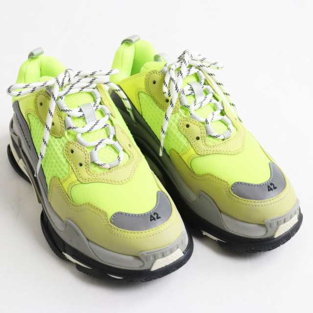 未使用品●BALENCIAGA バレンシアガ Triple S/トリプルS 512175 USED加工 ダッドスニーカー/シューズ  ネオンイエロー×グレー 27.5cm｜au PAY マーケット