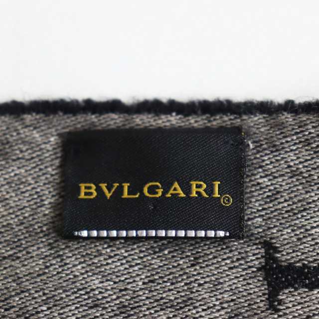 美品●BVLGARI ブルガリ カシミヤ×シルク ロゴ入り フリンジマフラー/ストール ブラック×ベージュ イタリア製 メンズ 秋冬おすすめ◎｜au  PAY マーケット