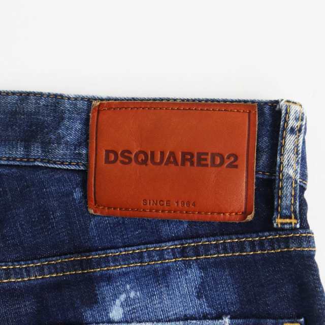 【ドンドン見直し】良品●DSQUARED2 ディースクエアード Slim jean クラッシュデニム/スキニーパンツ インディゴブルー 44 伊製 正規