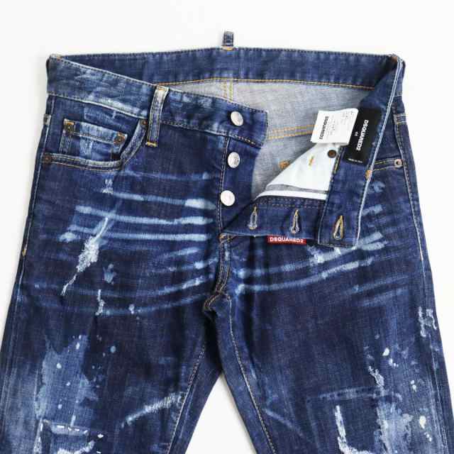 【ドンドン見直し】良品●DSQUARED2 ディースクエアード Slim jean クラッシュデニム/スキニーパンツ インディゴブルー 44 伊製 正規