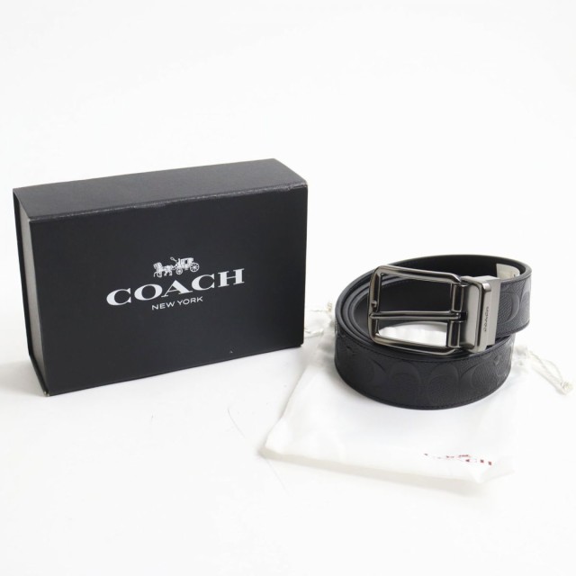 極美品○COACH コーチ F55168 シグネチャー リバーシブル ピンバックル ...