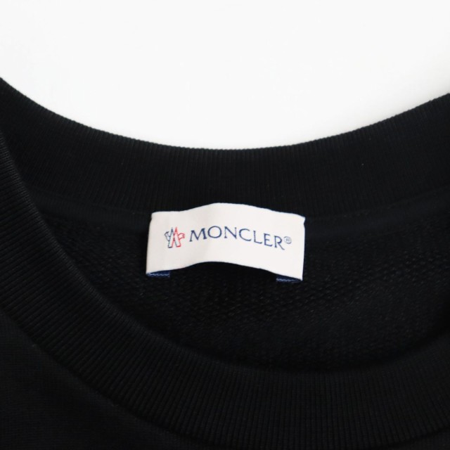 美品●2021年製 MONCLER モンクレール MAGLIA ロゴプリント/ワッペン付き プルオーバースウェット/トレーナー ブラック XXL 正規品