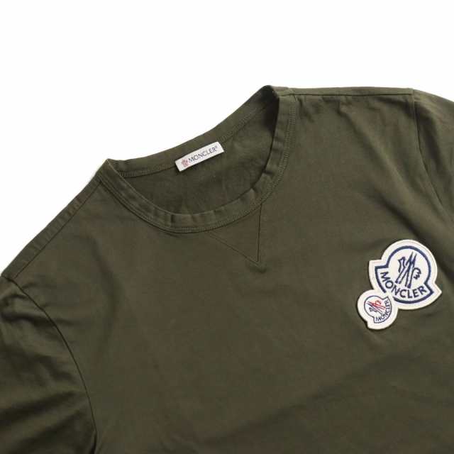 66cm肩幅美品●20SS MONCLER モンクレール ロゴプリント/ワッペン付き クルーネック 半袖Tシャツ イエロー M 正規品 メンズ 春夏おすすめ◎