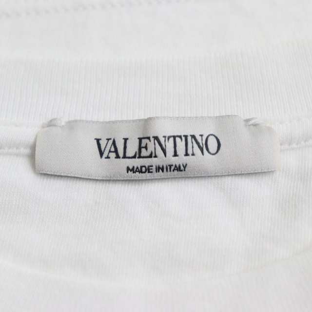 49cm着丈美品●2019年製 VALENTINO ヴァレンティノ Vロゴプリント 半袖Tシャツ/カットソー ブラック×ホワイト M イタリア製 正規品 メンズ