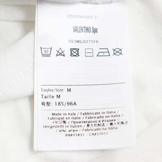 49cm着丈美品●2019年製 VALENTINO ヴァレンティノ Vロゴプリント 半袖Tシャツ/カットソー ブラック×ホワイト M イタリア製 正規品 メンズ