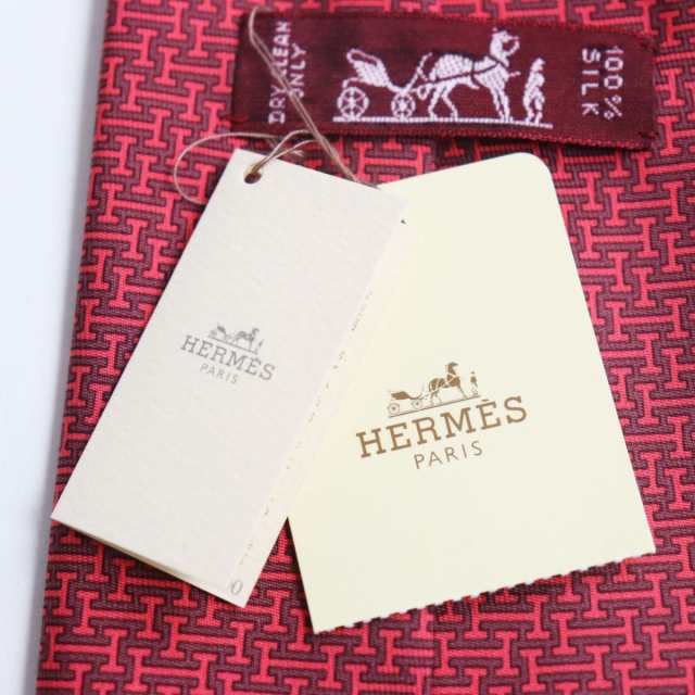 未使用品●HERMES エルメス CRAVATE9 1 CMS TWILL 5468FA シルク100％ H柄 ネクタイ  BORDEAUX/FRAMBOISE フランス製 箱付き メンズ｜au PAY マーケット