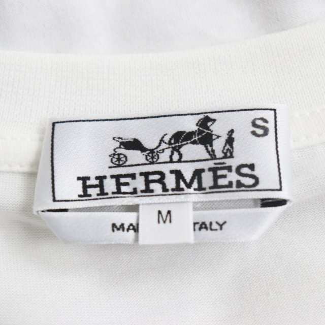 極美品●2020年製 HERMES エルメス シルク切り替え プリント 半袖Tシャツ/カットソー ホワイト×グレー系 M イタリア製 正規品  メンズ｜au PAY マーケット