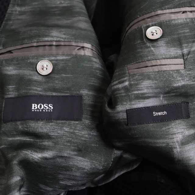 極美○HUGOBOSS ヒューゴボス ストレッチ カシミヤ混コロンボ社製生地