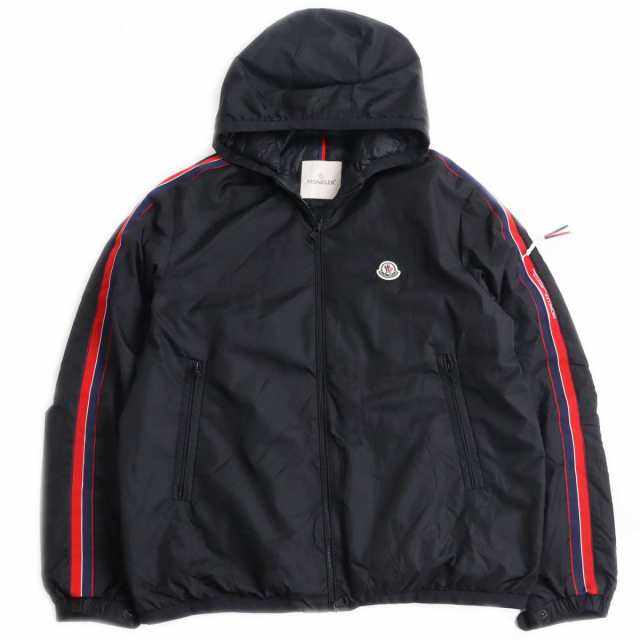 美品●22SS MONCLER モンクレール NECKER ロゴワッペン付き フーデッドダウンジャケット ブラック×トリコロール 4 正規品  メンズ｜au PAY マーケット