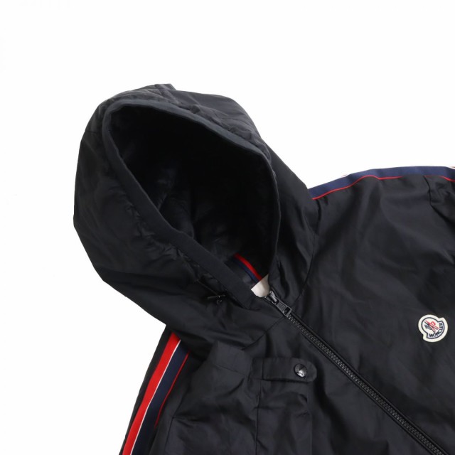 美品●22SS MONCLER モンクレール NECKER ロゴワッペン付き フーデッドダウンジャケット ブラック×トリコロール 4 正規品  メンズ｜au PAY マーケット